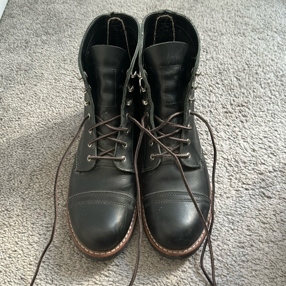 worn red wing iron ranger black